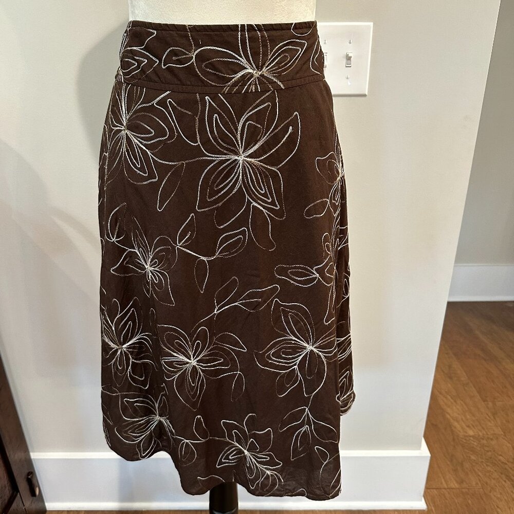 Geoffrey Beane Fully Lined Skirt - Brown & Cream - Size 10